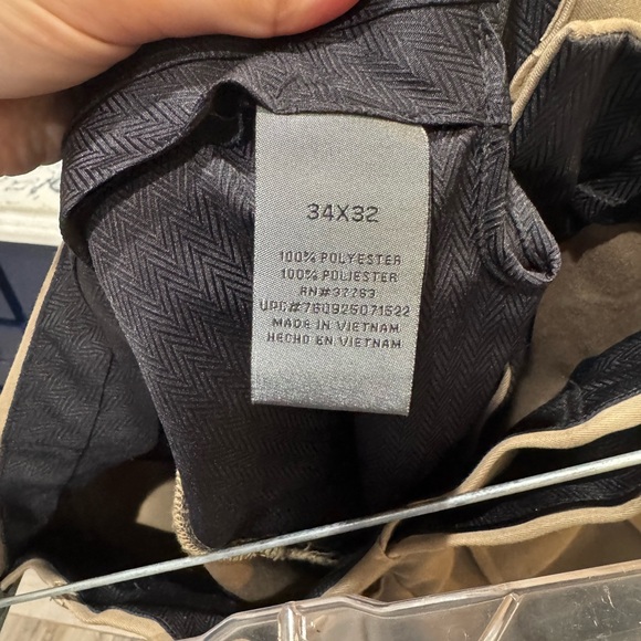 Savane Mens Khaki Comfort Waist Microfiber Performance No Iron Pants - Picture 2 of 3